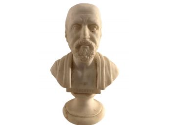 Signed R C Alabaster Bust Sculpture Of Hippocrates, Measures 6' Tall