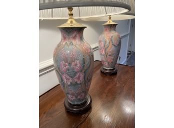 Pair Of Vintage Oriental Ceramic Table Lamps. 32' Tall