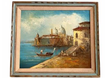 Vintage Oil On Canvas Of Venice? Water Scene. Signed Carl . #7