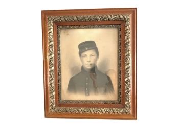 Large Civil War Soldier Photo In Nice Oak Frame. #14