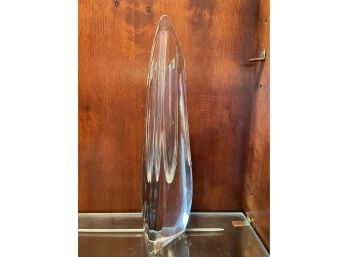 Baccarat Triangle Rose Bud Crystal Vase.  13' Tall