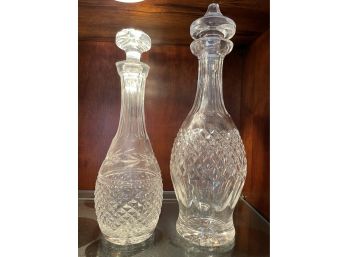 Pair Of Waterford Crystal Decanters With Stoppers. 11' And 13' Tall.