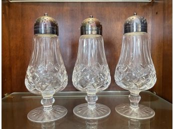 Collection Of 3 Tall Waterford Sugar Powder  Shakers, Measure 8' Tall