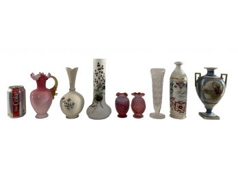 Collection Of 8 Vases, Lenox, Nippon, Fenton, Etc., 4' Tall To 9 1/2' Tall