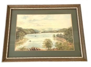 A.D Ross Signed Watercolor Of River / Lake Painting. #22