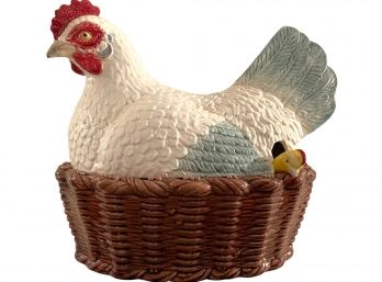 Vintage Porcelain Hen On Nest Soup Tureen With Ladle