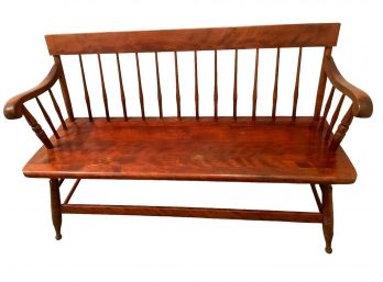 Vintage S. Bent & Brothers  Wooden Windsor Style Bench.