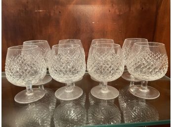 8 Waterford Alana Pattern Cut Crystal 5.5'tall  Brandy Snifters Glasses.
