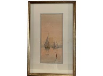 Signed Katherine ? Vintage Watercolor Painting Of Maritime  Scene . #13