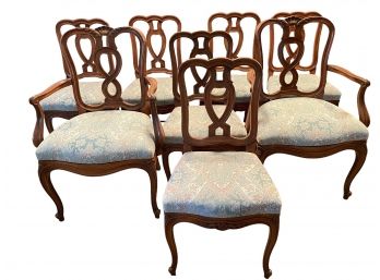 Set Of Eight Vintage Dining Chairs, Two Armchairs And 6 Side Chairs