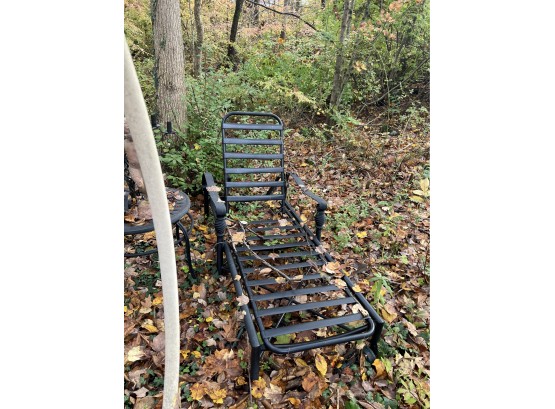 Pair Of Black Iron Restoration Hardware Lawn Chairs