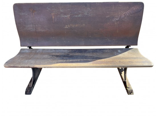 Antique School House Bench- Wood And Cast Iron