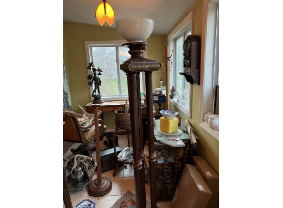 Tall Antique Wooden Floor Lamp
