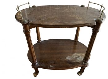 Antique Oval Wooden Tea Cart
