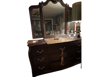 Bob Mackie Mahogany Dresser With Mirror