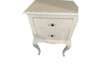 White Two Drawer End Table