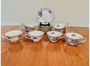 Set Of 8- Vintage Hal-Sey Fifth Tea Cups/saucers