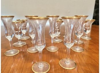 Set Of 15 - Gold Rim Bar Glasses