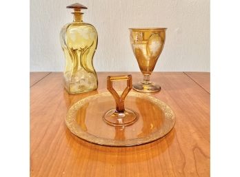 Trio Of Vintage Yellow Depression Glass