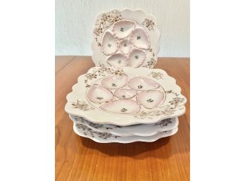 Vintage 19th Century Bavarian Pink Oyster Plates - Set Of 4