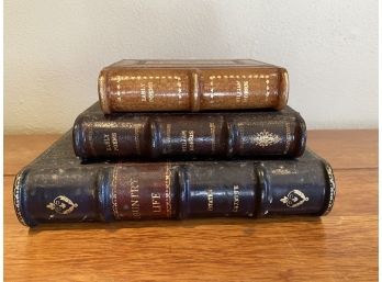 Trio Of Maitland Smith Faux Book Leather Boxes