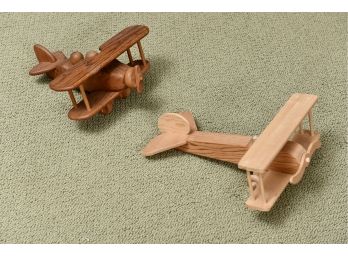 Pair Of Toy Wooden Airplanes