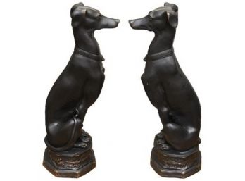 Pair Of Cast Resin Dog Figurines