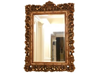 Decorative Gilt Ornate Wall Mirror With Beveled Edge