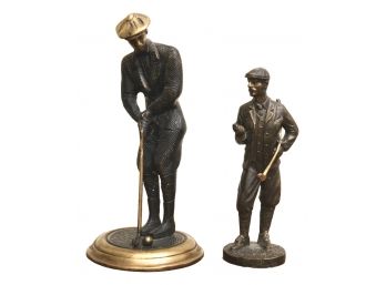 Pair Of Brass Golf Figurines
