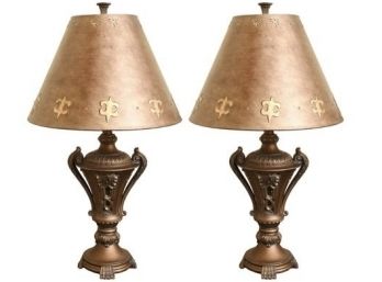 Pair Of Bronze Colored Urn Form Table Lamps
