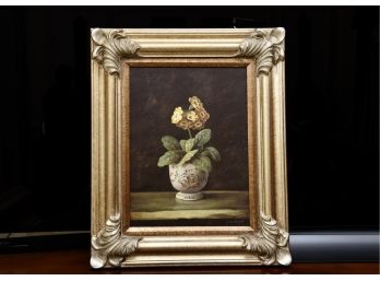 Framed Oil On Canvas Painting By Fabrice De Villeneuve  (French, B. 1954) Titled Cache Pot Jaune