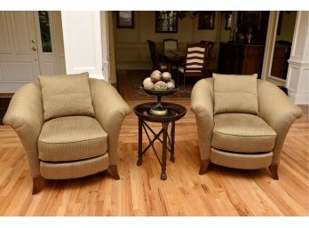 Pair Of Hickory & White Modern Art Deco Style Lounge Chairs