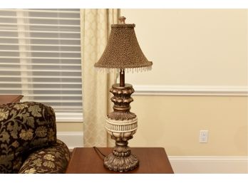 Decorative Table Lamp With Leopard Print Beaded Fringe Shade