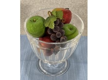 Glass Truffle Bowl With Faux Fruit