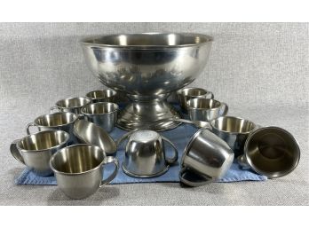 Pewter Punch Bowl Set By Woodbury Pewters