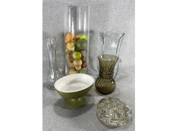 Glass Vases, McCoy Pottery & Vintage Flower Arranger (frog)