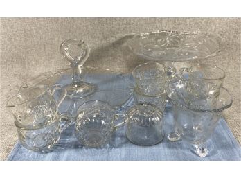 Vintage Serving Glassware & Punch Cups