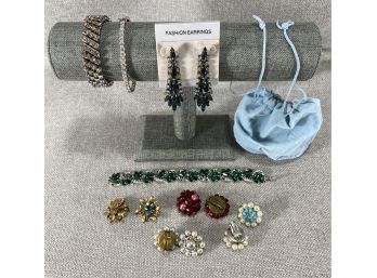 Vintage Jewelry - Glitzy Earrings & Bracelets