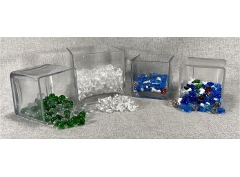 Square Glass Containers With Decorative Glass Pieces