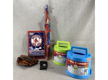 Toys - Baseball Glove, Golf Glove, Superman Umbrella, Red Sox Sign & Snow Fort Maker