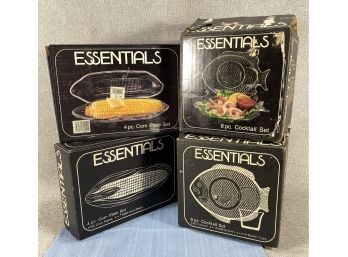 Essentials Glassware In Original Box - Corn Dish & Fish Plate W/sauce Cup