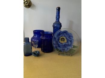 Assorted Selection Of Blue Glass Objects