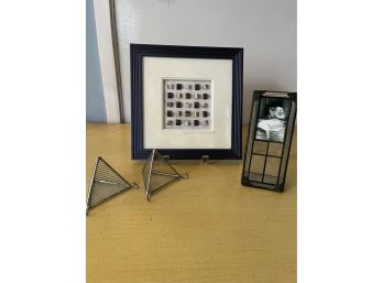 A Hetty Metzger Work On Paper 2002 And Small Glass Frame And Picture Stands