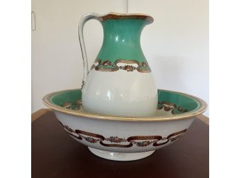 An Antique  Wash Basin And Pitcher
