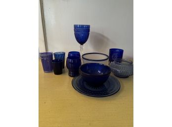 Cobalt Blue Glass Table Ware - Assorted