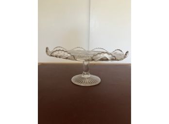 A Vintage Pressed Glass Pedestal Cake Plate
