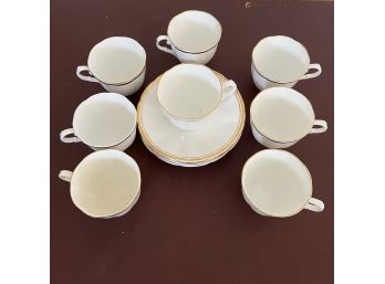 A Set Of 6 Demi Tasse Cups - White With Gold Rim - Jason Bone China