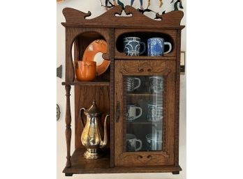 An Antique Oak Wall Cabinet - Contents Not Included
