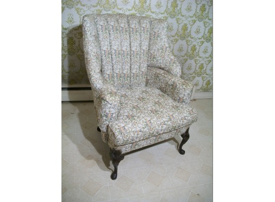 Great Vintage Wing Chair Unusual And Nice Form - Very Solid Chair