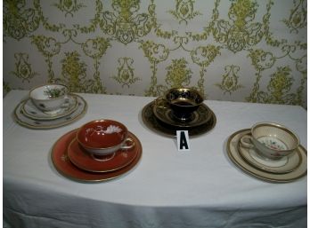(Lot A) Set  4 Teacups & Cake Plate Sets -  Seltman, Alka, Rosenthal